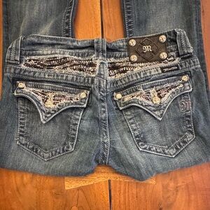 Miss Me Women's Denim Boot Cut Low-Rise Jeans with Sequin Details 28